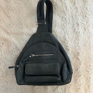 Forest Green Leather Sling Bag
